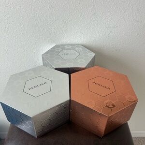 3/30$ Perlier SET of 3  Gift Boxes HONEYCOMB